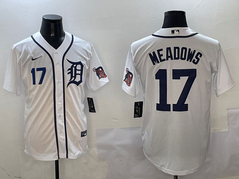 Men Detroit Tigers #17 Meadows White Game 2025 Nike MLB Jersey style 3112->detroit tigers->MLB Jersey